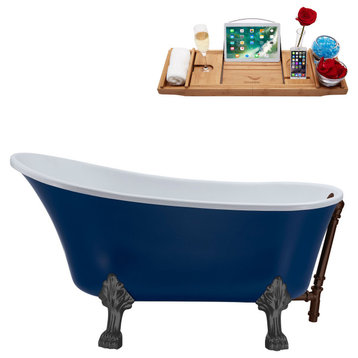 55" Streamline NAA369BGM-ORB Clawfoot Tub and Tray With External Drain
