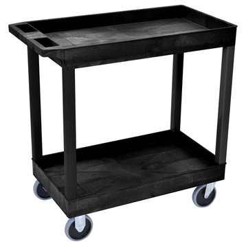 High Capacity 2 Tub Shelves Cart, Black