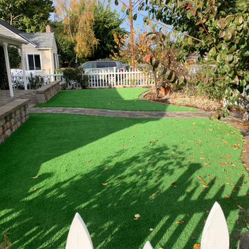 Front Yard Artificial Grass and Pavers