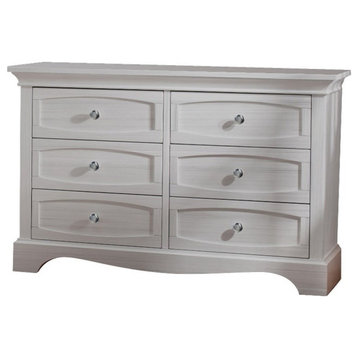 Pemberly Row Double Transitional Wood Dresser in White Finish