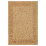 Bareens Designer Rugs - Oriental Ziegler Sherika Beige Brown Hand-Knotted Wool Rug - 9'0'' x 11'7'' - Enhance the ambiance of your home with this magnificent Persian-influenced Turkish hand-knotted rug made by skilled artisans capable of creating the most exceptional vegetable dyes and hand-spun wool. This exquisite handmade rug is a one-of-a-kind Peshawar Kafkaz, otherwise identified as Chobi, Chobi Peshawar, Oushak, or Ziegler rug. These handmade rugs are crafted in Pakistan utilizing superior-quality wool imported from Australia, New Zealand, and Korea in two types of weaves: the Persian weave and the Mori weave. This rug is meticulously crafted by hand using the finest natural vegetable dyes extracted from local plants. The artisans use a blend of hand-spun local and fine merino wool, resulting in a rug with a compelling texture, higher lanolin content, and longer staple. The artisans occasionally incorporate natural or artificial silk into the pile to enhance specific motifs. The finished product is an awe-inspiring execution of flawless design and an understated palette that exudes elegance.