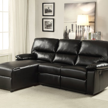Artha Bonded Leather Sectional Sofa, Black