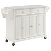 Full Size Granite Top Kitchen Cart, White/White