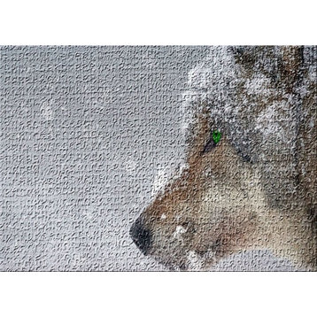 Wolf In A Snow Area Rug, 5'0"x7'0"