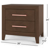 Transitional Nightstand, 2 Drawers With Herringbone Pattern, Toasted Chestnut