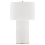 Hudson Valley Lighting - Borneo 1 Light Table Lamp, White Shade, Aged Brass/White - Features:
