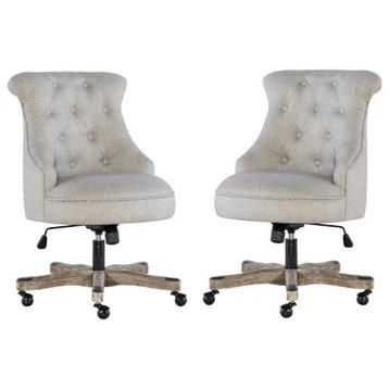 Home Square 2 Piece Swivel Polyester Office Chair Set in Light Gray
