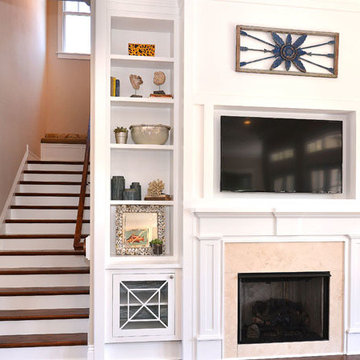 Mantel, TV Surround and Flanking Cabinets