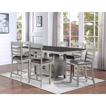Steve Silver Hyland Stone Gray and Charcoal Wood 7-Piece Dining Set