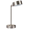 15" Tall "Cambert" LED Table Lamp With USB Port, Brushed Silver Finish