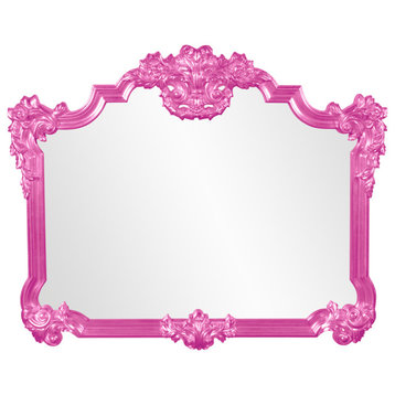 Avondale Unique Mirror Custom Painted, Ornate, 39 X 48, Glossy Hot Pink