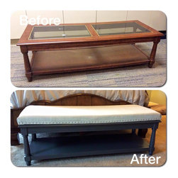 From Coffee Table To Bench for $40 - Upholstered Benches