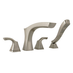 Delta Tesla&reg; 4 hole Roman Tub with Handshower Trim - Tub And Shower Faucet Sets