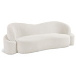 Meridian Furniture - Principessa Boucle Fabric Chair, Cream, Sofa - Inject casual comfort into your living room, bedroom, or dorm room with this Principessa boucle fabric living room sofa. Not just another pretty face in the crowd, this sofa looks like a statement piece but feels like your favorite easy sofa. A delight to come home to at the end of the day, this sofa features a curved seat and back for a modish look and its covered in rich cream boucle fabric for softness you can appreciate.