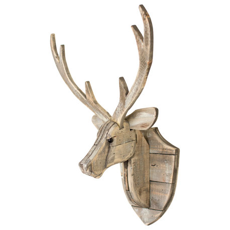 GwG Outlet Recycled Wooden Deer Head Wall Hanging