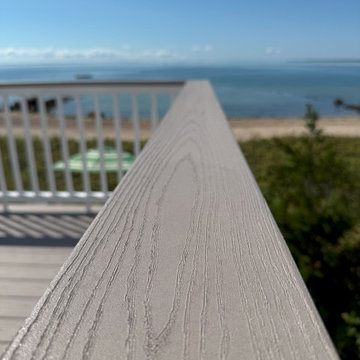 TimberTech Deck with Drink Rail, ADA Rail Upgrades Wareham, MA Coastal Cottage
