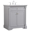 Elegant Decor Clarence 30" Solid Wood and Metal Single Bathroom Vanity in Gray