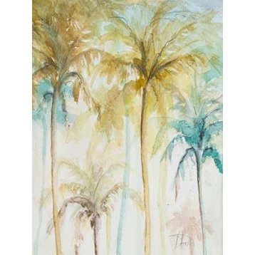 "Watercolor Palms in Blue II" Print, 9"x12"