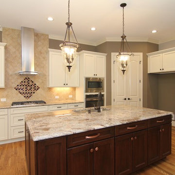 White and Dark Wood Kitchen Cabinets