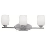 Kichler Lighting - Kichler Lighting 5098NI Eileen 3-Light Bath Fixture, Brushed Nickel - Named after famed furniture designer Eileen Gray,Eileen Three Light B Brushed Nickel White *UL Approved: YES Energy Star Qualified: n/a ADA Certified: n/a  *Number of Lights: Lamp: 3-*Wattage:100w A19 Medium Base bulb(s) *Bulb Included:No *Bulb Type:A19 Medium Base *Finish Type:Brushed Nickel
