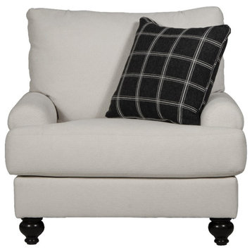 Catnapper Cora Chair in Plush Ecru "Off White" Fabric with Accent Pillow