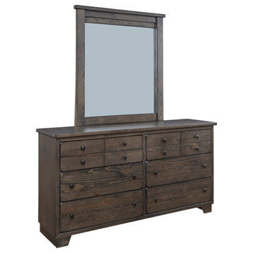 River Oaks Drawer Dresser & Mirror, Saddle Brown