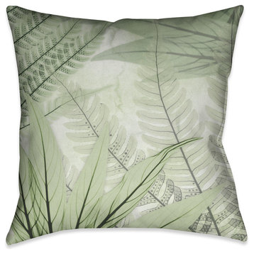 Laural Home Layered Ferns X-Ray Outdoor Decorative Pillow, 18"x18"