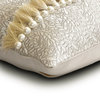 Ivory & Silver Silk Pearls & Tassels 22"x22" Throw Pillow Cover - Palais Royale