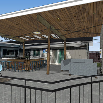 Covered Patio with Outdoor Kitchen and Detached Pool House