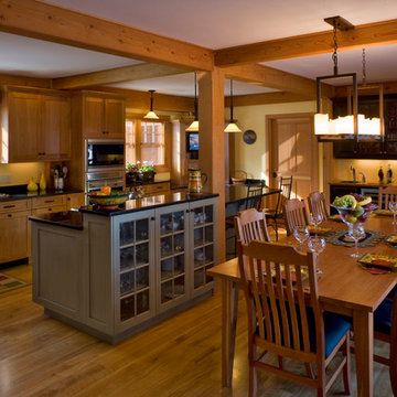 Open Concept Timber Frame Kitchen and Dining Room