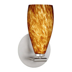Karli 1 Light Wall Sconce, Satin Nickel, Incandescent, Amber Cloud Glass