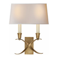 Cross Bouillotte Wall Sconce, 2-Light, Antique Burnished Brass, 12.5"H