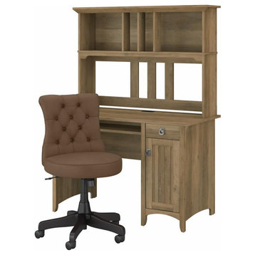 Bush Salinas Engineered Wood Computer Desk with Hutch in Reclaimed Pine