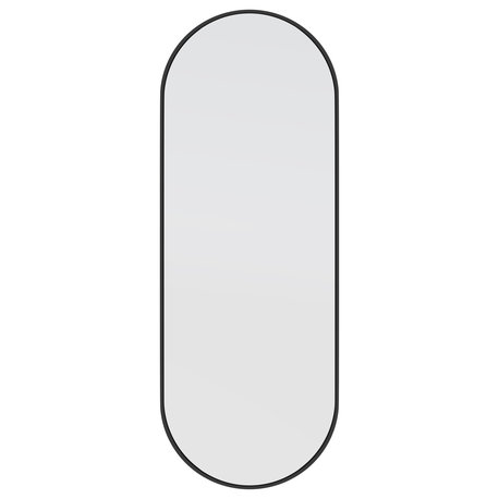 22" W X 60" H Pill Shape Stainless Steel Framed Mirror, Black