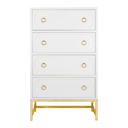Worlds Away Bentley Upright Dresser, White & Brass - Dressers