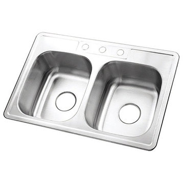 Stainless Steel Gourmetier Self Rimming Double Bowl Sink Satin Nickel GKTD332283