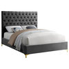 Cruz Velvet Upholstered Bed, Gray, King