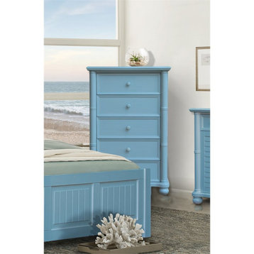 Sunset Trading Cool Breeze Coastal Wood 5-Drawer Bedroom Chest in Beach Blue