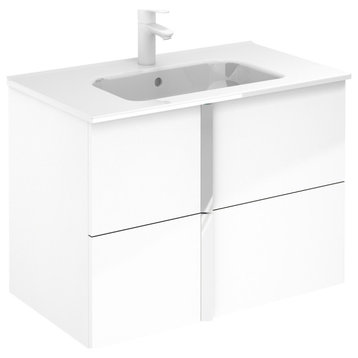 Onix Collection 2 Drawer Vanity, White, 32", No Sink Top