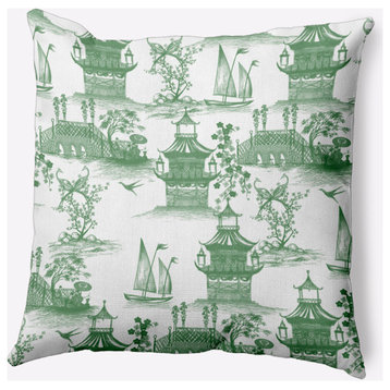 China Old Polyester Indoor/Outdoor Pillow, Green, 18"x18"