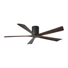 Irene 5 Blade 60" Flushmount Paddle Fan, Black Finish, Walnut Blades