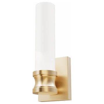 Lenlock Alturas Gold, Cased White Glass 1 Light Sconce Wall Light