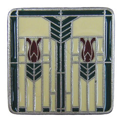 Inviting Home Inc. - Prairie Tulip Knob, Antique-Style Pewter With Evergreen-Berry-Cream Enamel - Cabinet And Drawer Knobs