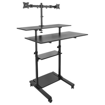 Mount-It! Mobile Standing Desk Dual Monitor Mount, 40" Wide Height Adjustable