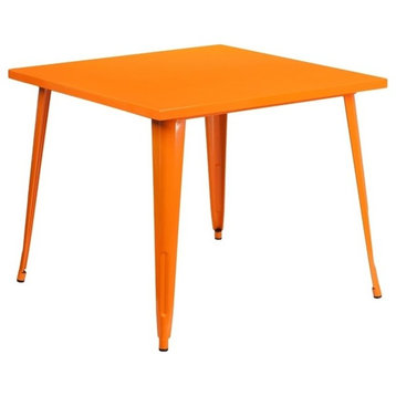 Bowery Hill 35.5" Square Metal Dining Table in Orange