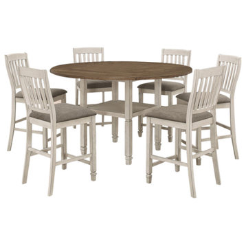 Sarasota 7-piece Counter Height Dining Set With Drop Leaf Nutmeg and Rustic