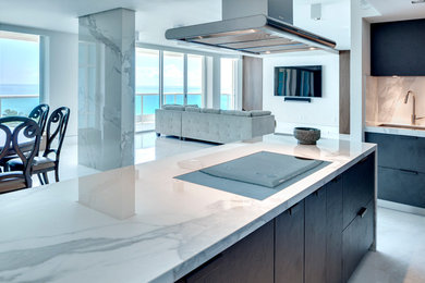 Inspiration for a modern kitchen in Miami with with island.