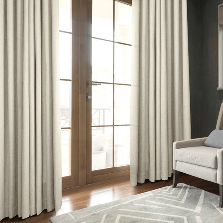 Italian Faux Linen Curtain Single Panel, Parchment Cream, 50"x96"