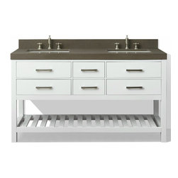 Ancerre Designs - Elizabeth 60" Bath Vanity Set, Kaffee Quartz Countertop, Undermount Basin - Bathroom Vanities And Sink Consoles