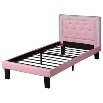 Full Bed PU Tufted Head Board, Pink Finish